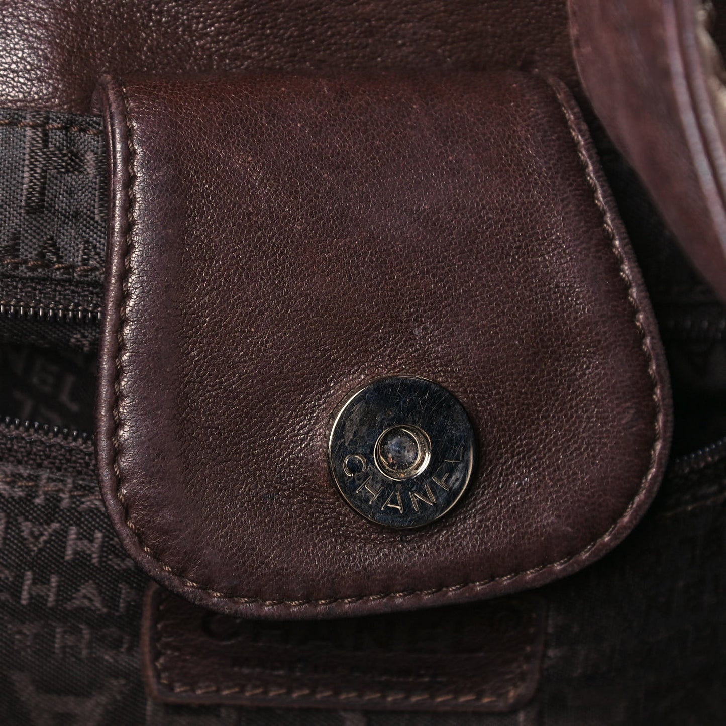 Lambskin Chain Hobo Brown