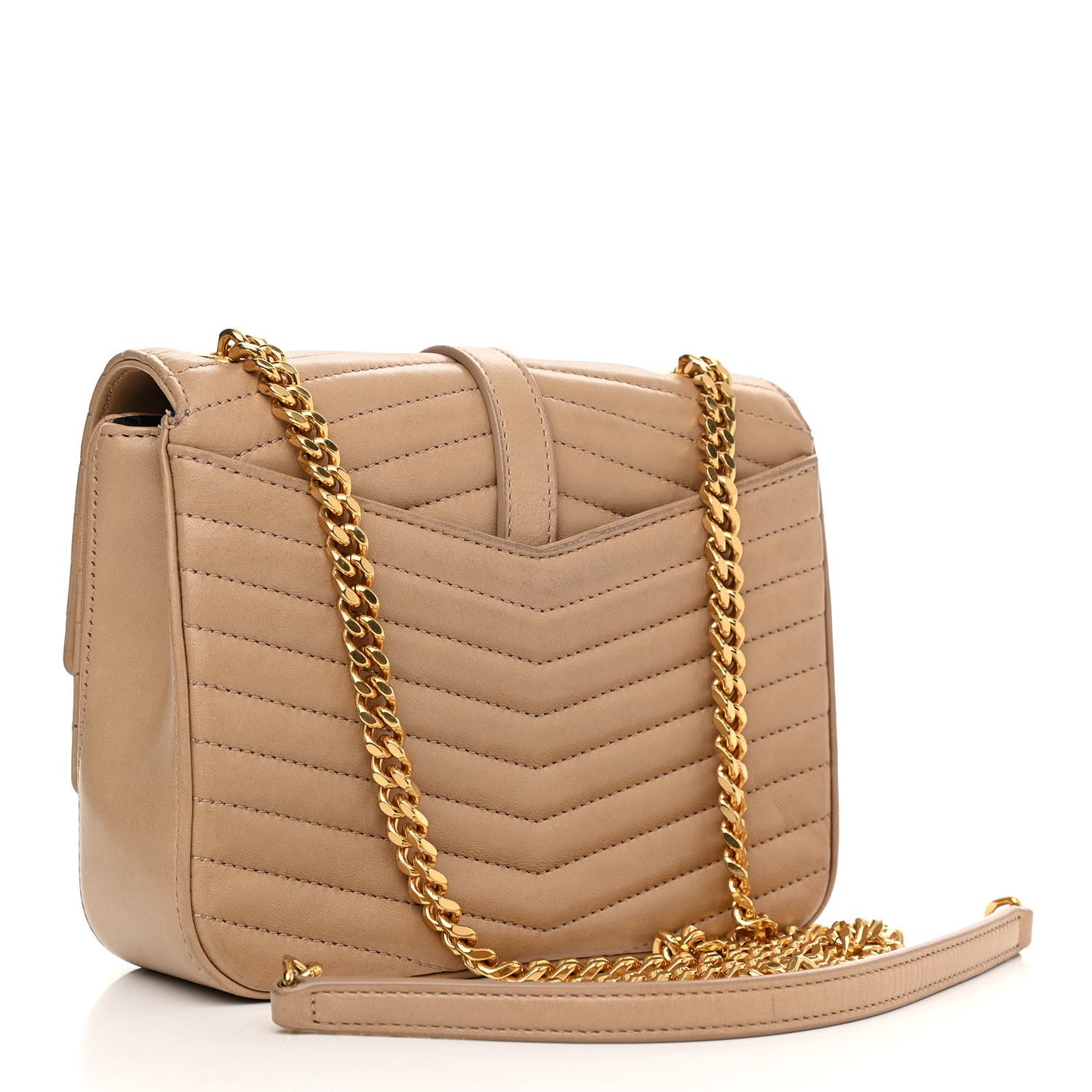 Lambskin Matelasse Chevron Monogram Small Sulpice Bag Sable Beige