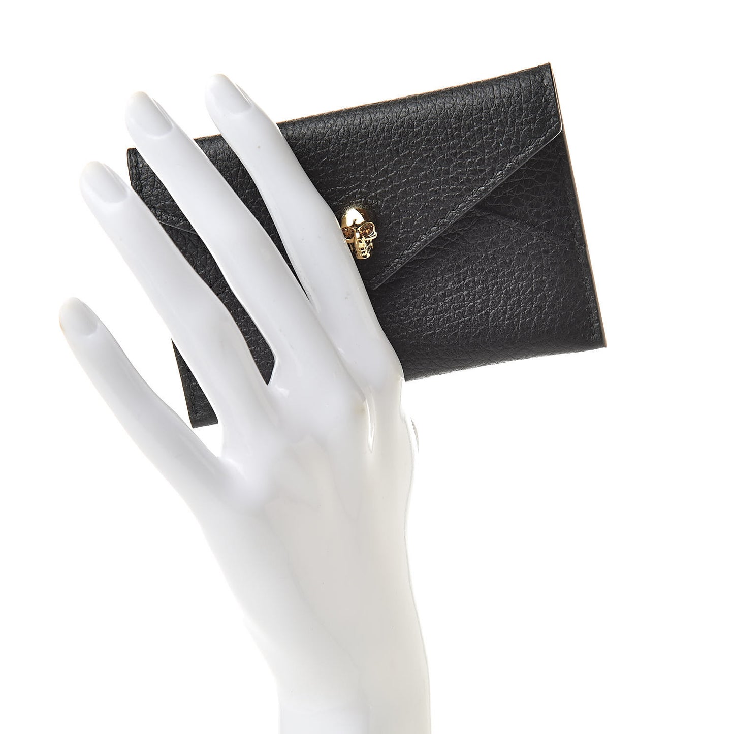 Calfskin Skull Envelope Card Holder Black