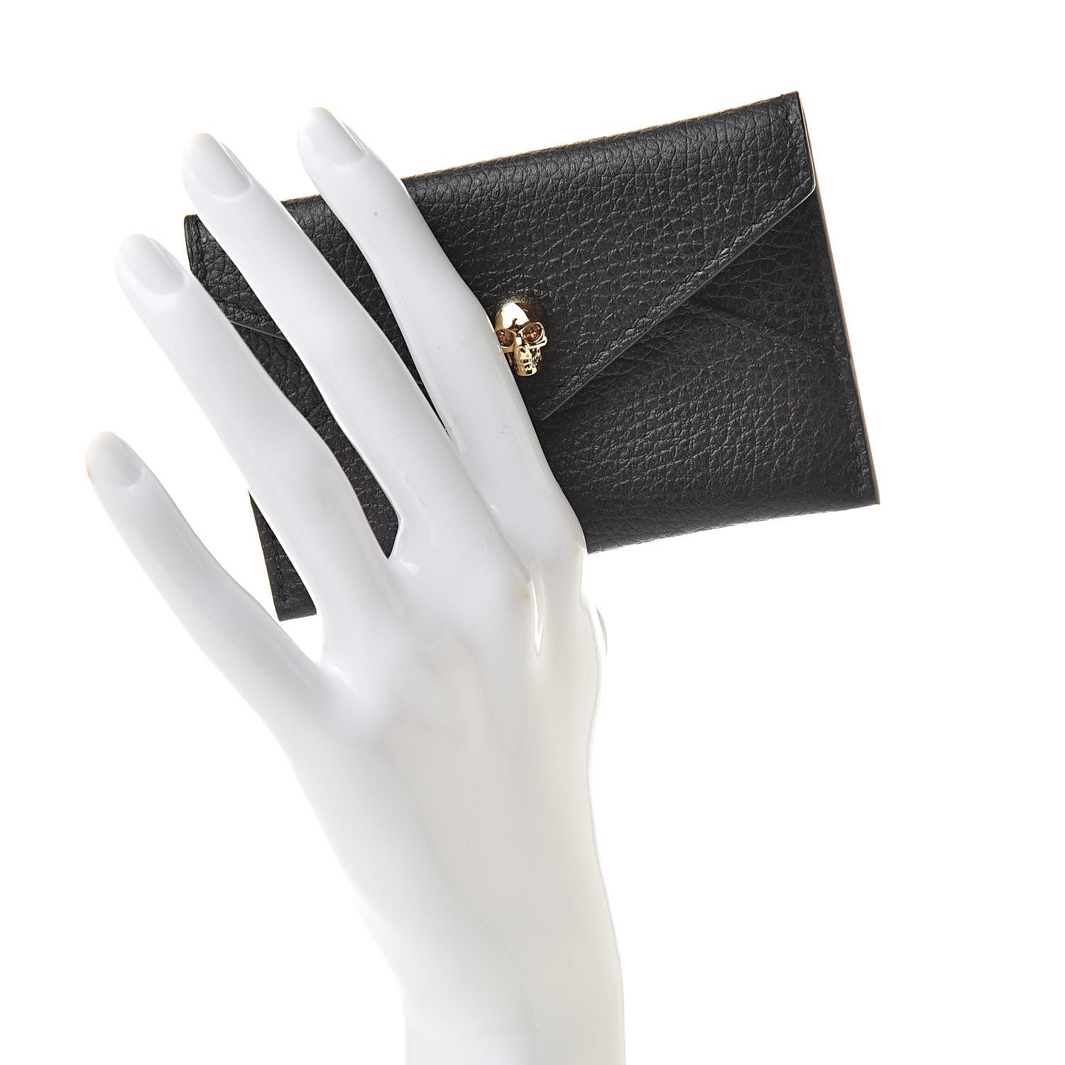 Alexander McQueen Calfskin Skull Envelope Card Holder Black 2 of 8