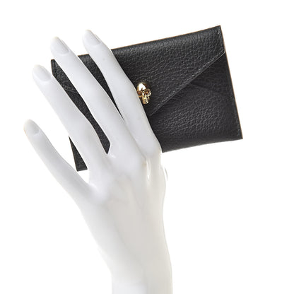 Alexander McQueen Calfskin Skull Envelope Card Holder Black 2 of 8