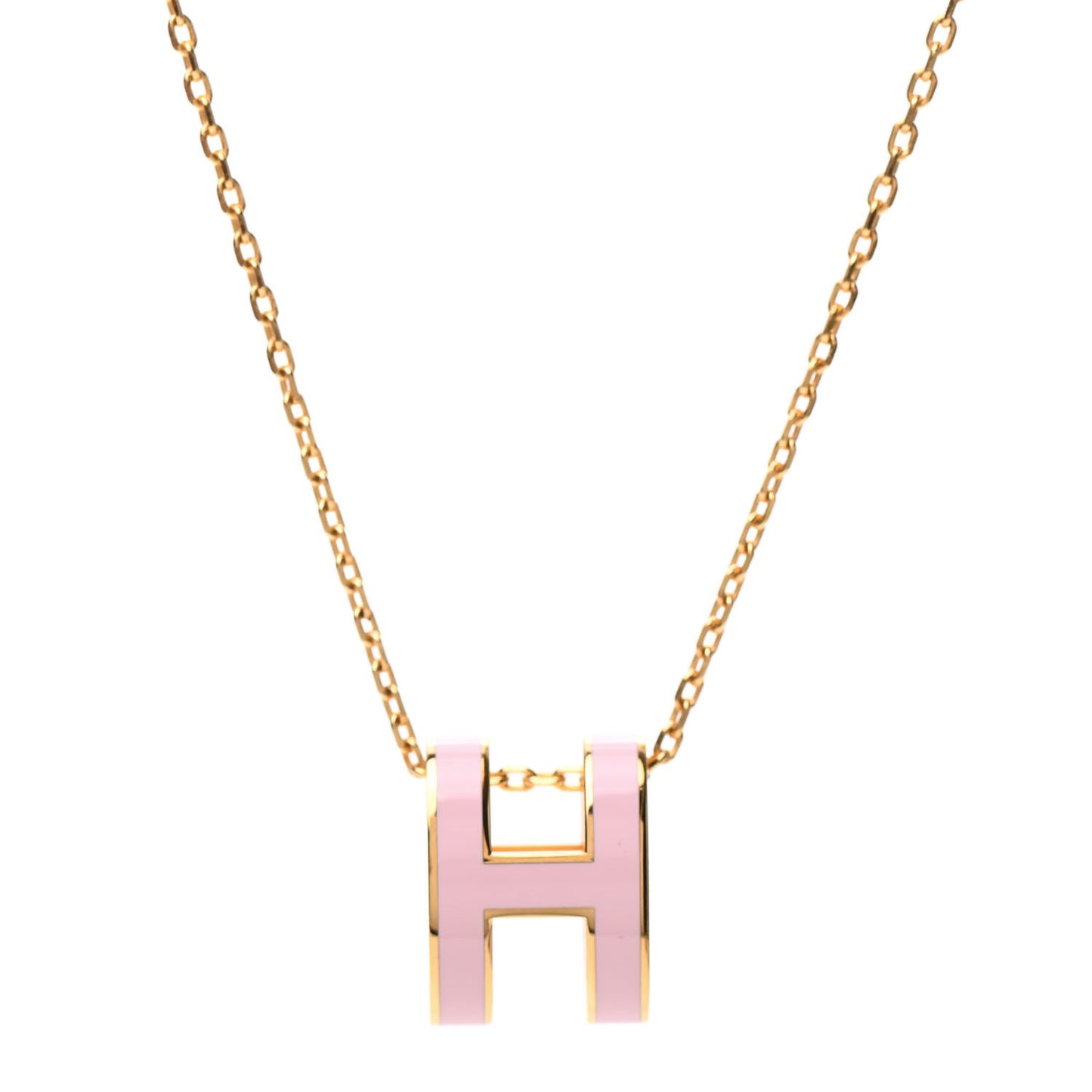 Lacquered Rose Gold Pop H Pendant Necklace Rose Dragee
