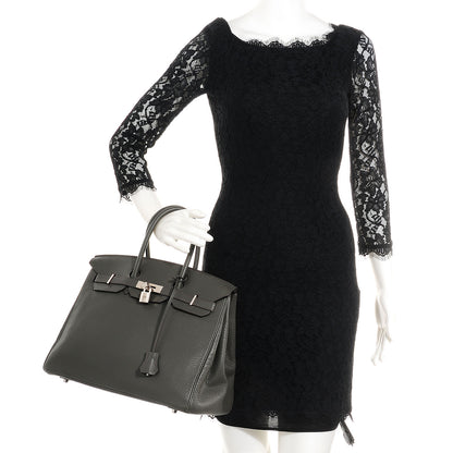 Hermes Taurillon Clemence Birkin 35 Vert de Gris 2 of 17