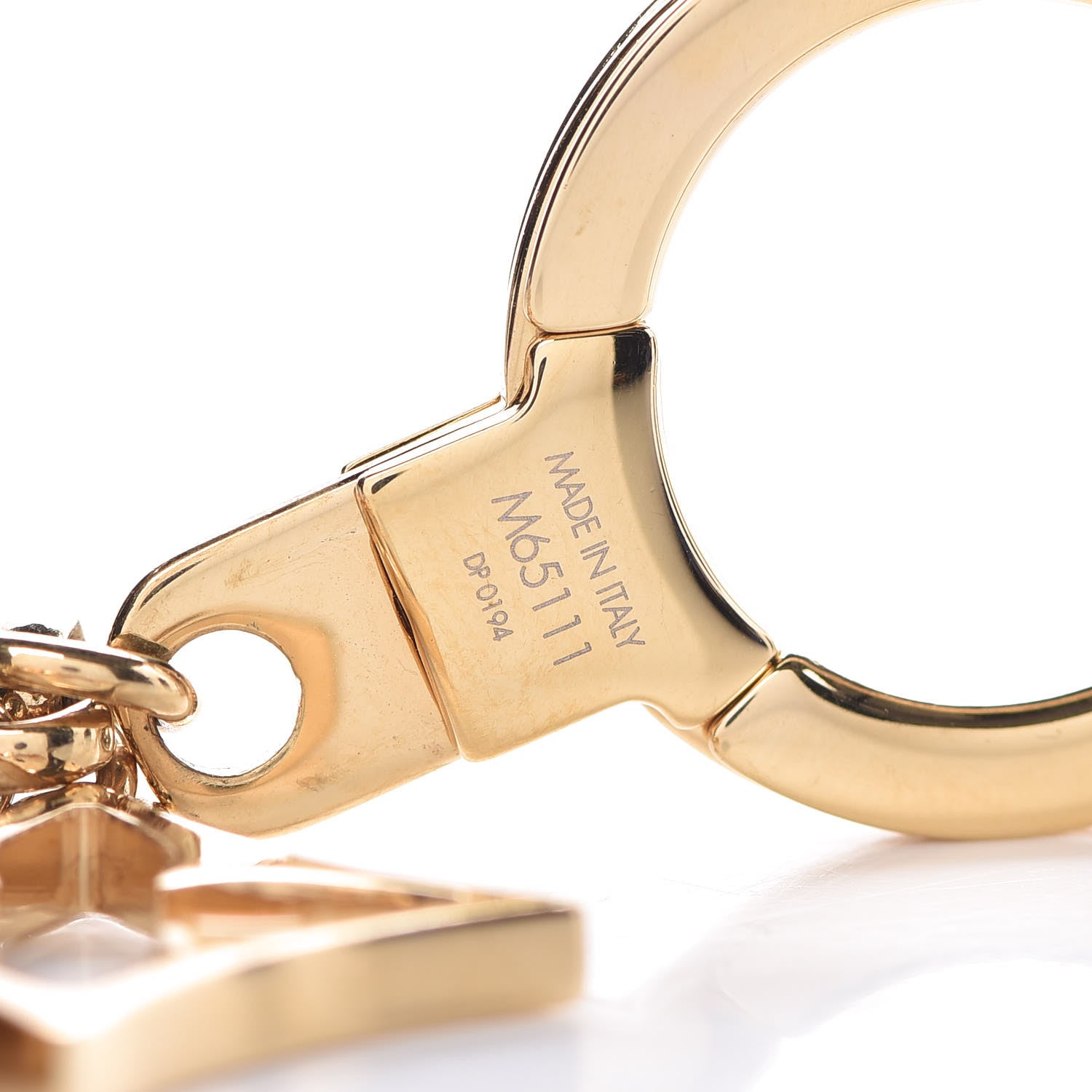 Louis Vuitton Brass Enamel Fleur De Monogram Bag Charm Chain Gold 3 of 3
