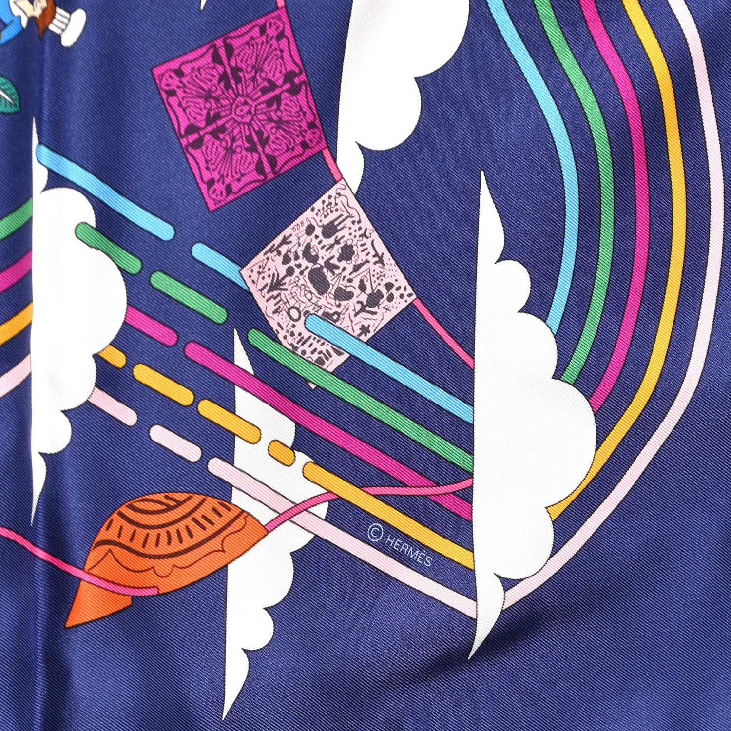 Hermes Silk La Maison des Carres Scarf 90 Marine Rose Vert 4 of 4