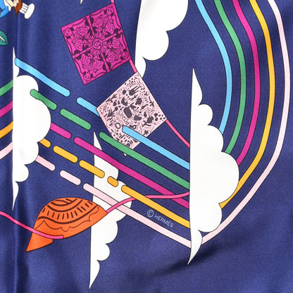 Hermes Silk La Maison des Carres Scarf 90 Marine Rose Vert 4 of 4