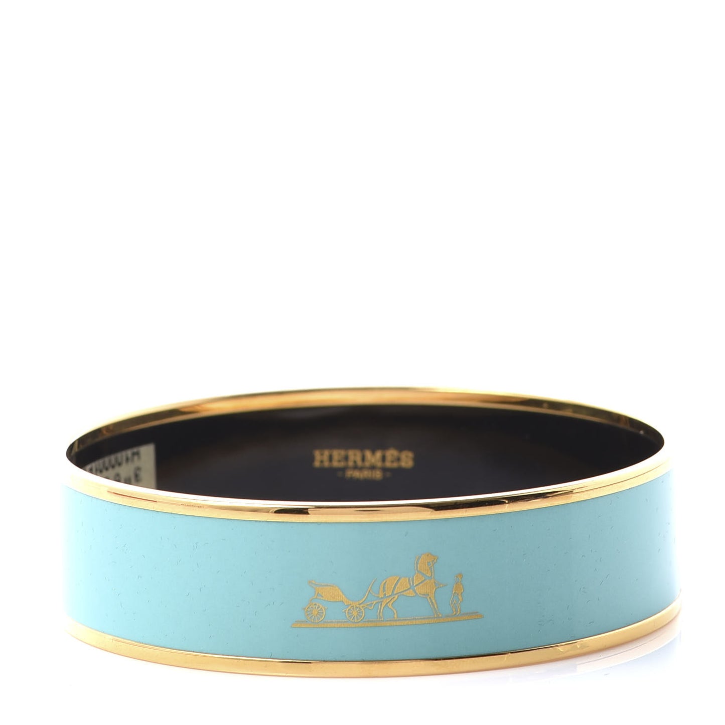 Enamel Printed Wide Caleche Bracelet 70 Vert Aqua