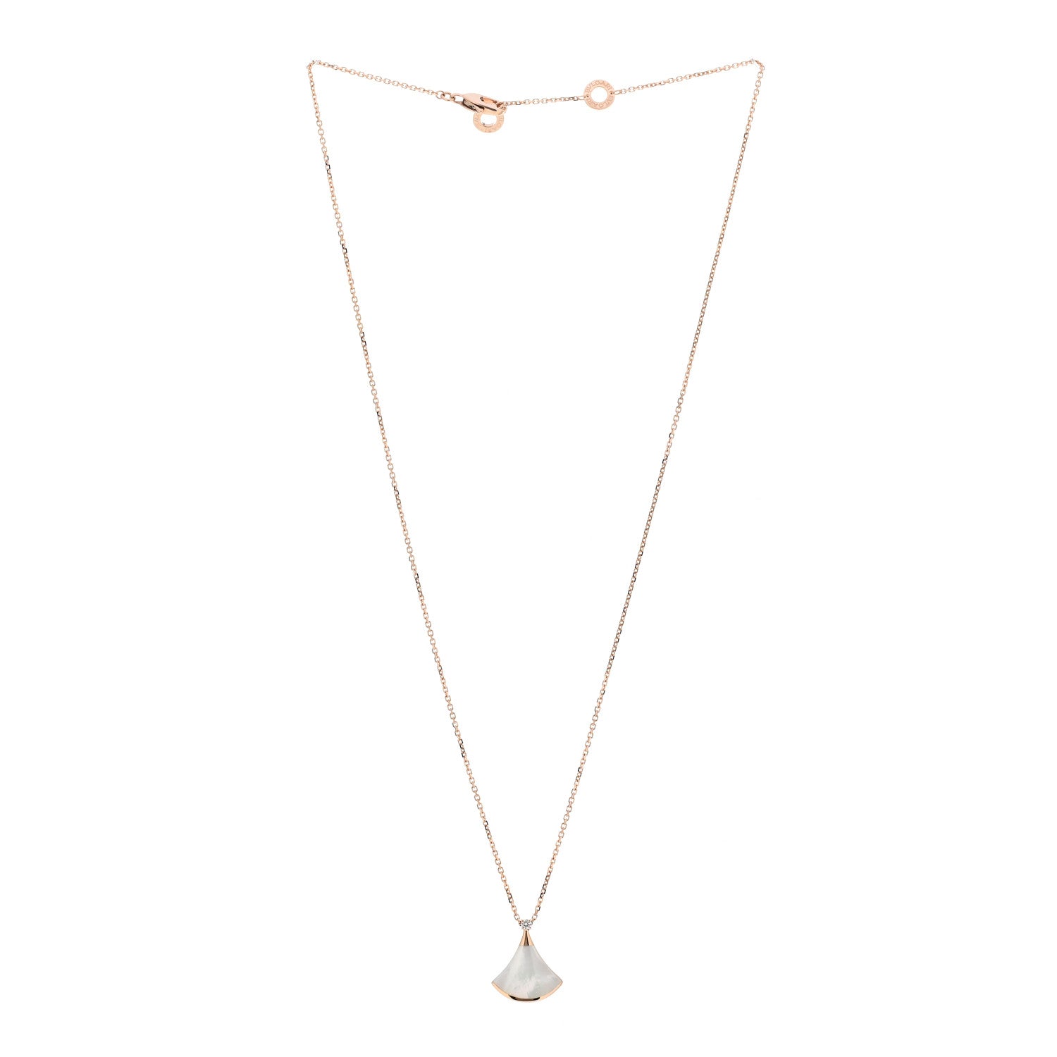Bulgari 18K Rose Gold Diamond Mother of Pearl Small Divas' Dream Pendant Necklace 3 of 8