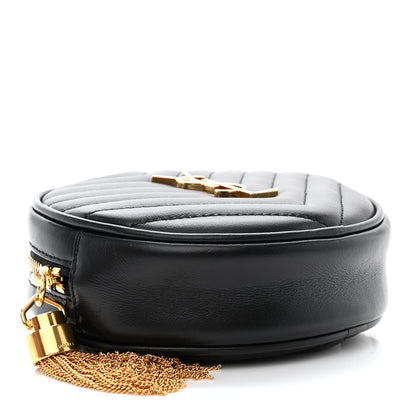 Saint Laurent Calfskin Matelasse Chevron Quilted Baby Round Vinyle Belt Bag Black 4 of 10