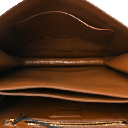Saint Laurent Nubuck Shearling Besace Satchel Dark Cigar Natural Beige 5 of 11