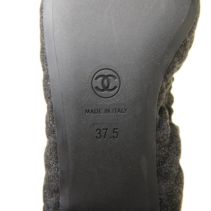 Chanel Tweed Quilted Camellia Cap Toe Ballerina Flats 37.5 Grey 8 of 10