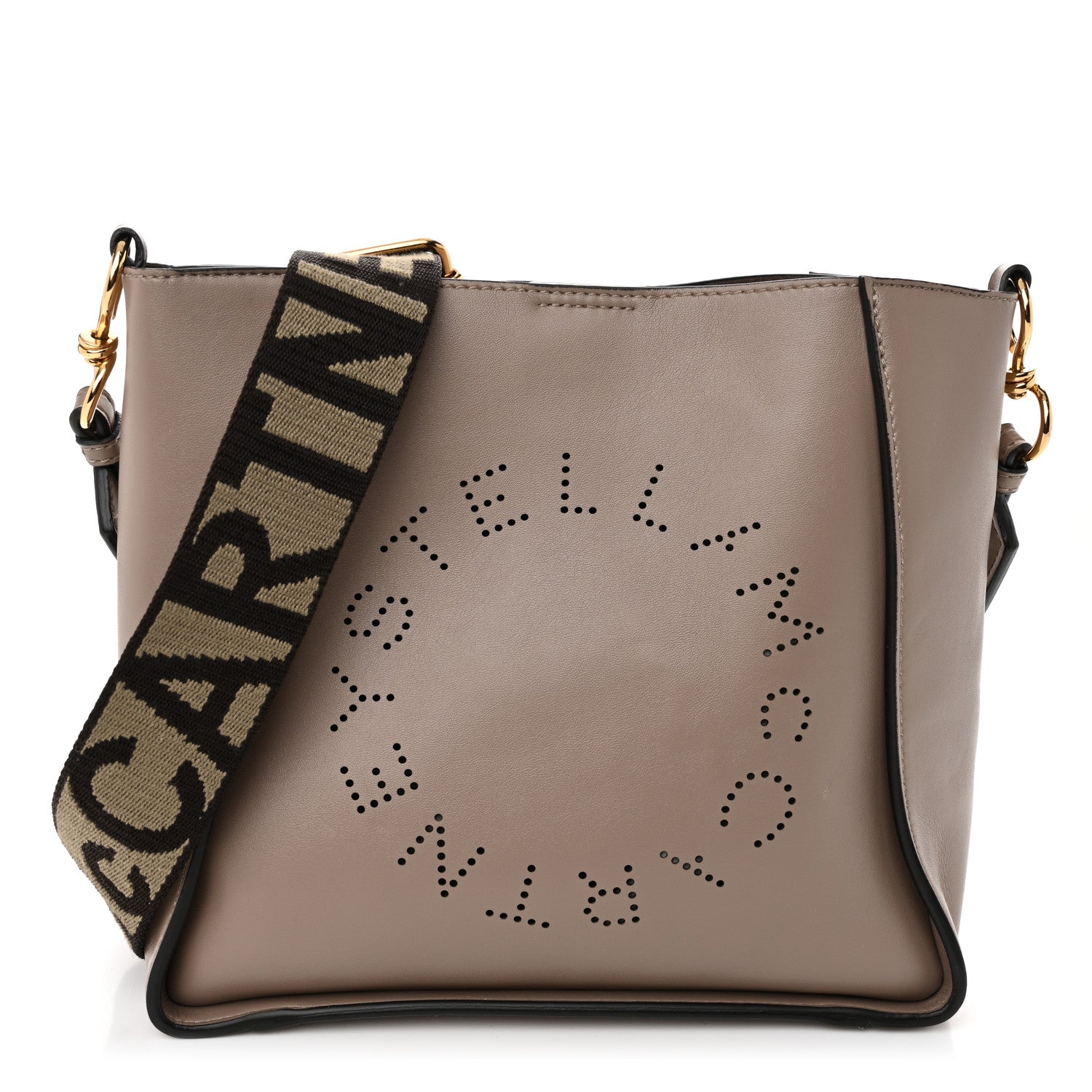 Stella McCartney Eco Alter Nappa Perforated Logo Mini Crossbody Dark Taupe 1 of 9