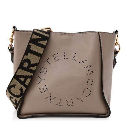 Stella McCartney Eco Alter Nappa Perforated Logo Mini Crossbody Dark Taupe 1 of 9