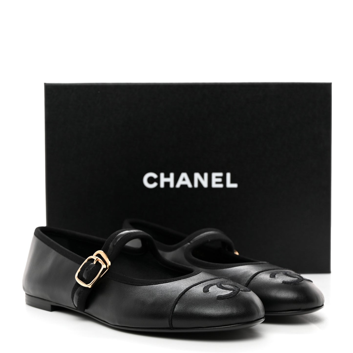 Lambskin Mary Jane Flats 37.5 Black