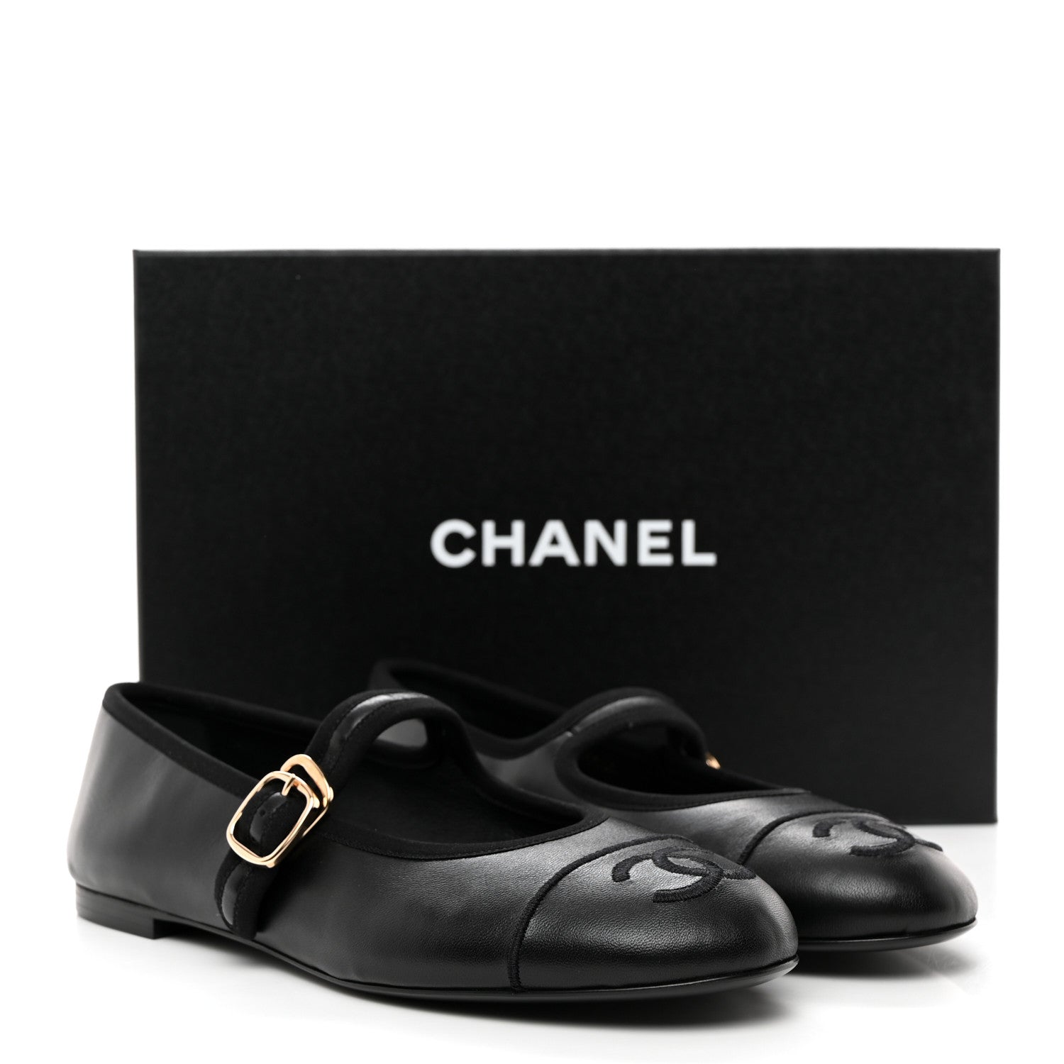 Chanel Lambskin Mary Jane Flats 37.5 Black 9 of 9