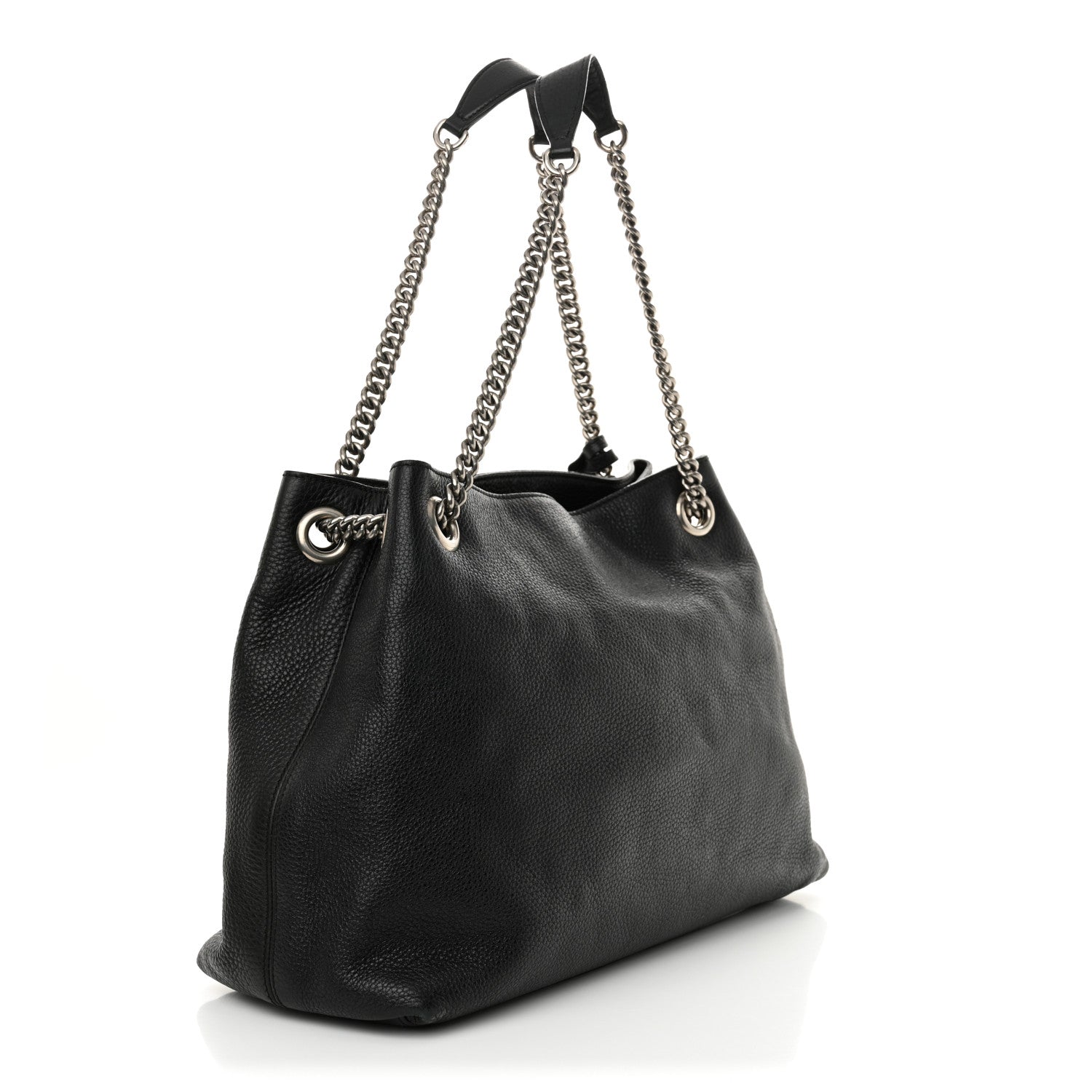 Gucci Pebbled Calfskin Studded Medium Soho Chain Shoulder Bag Black 3 of 12