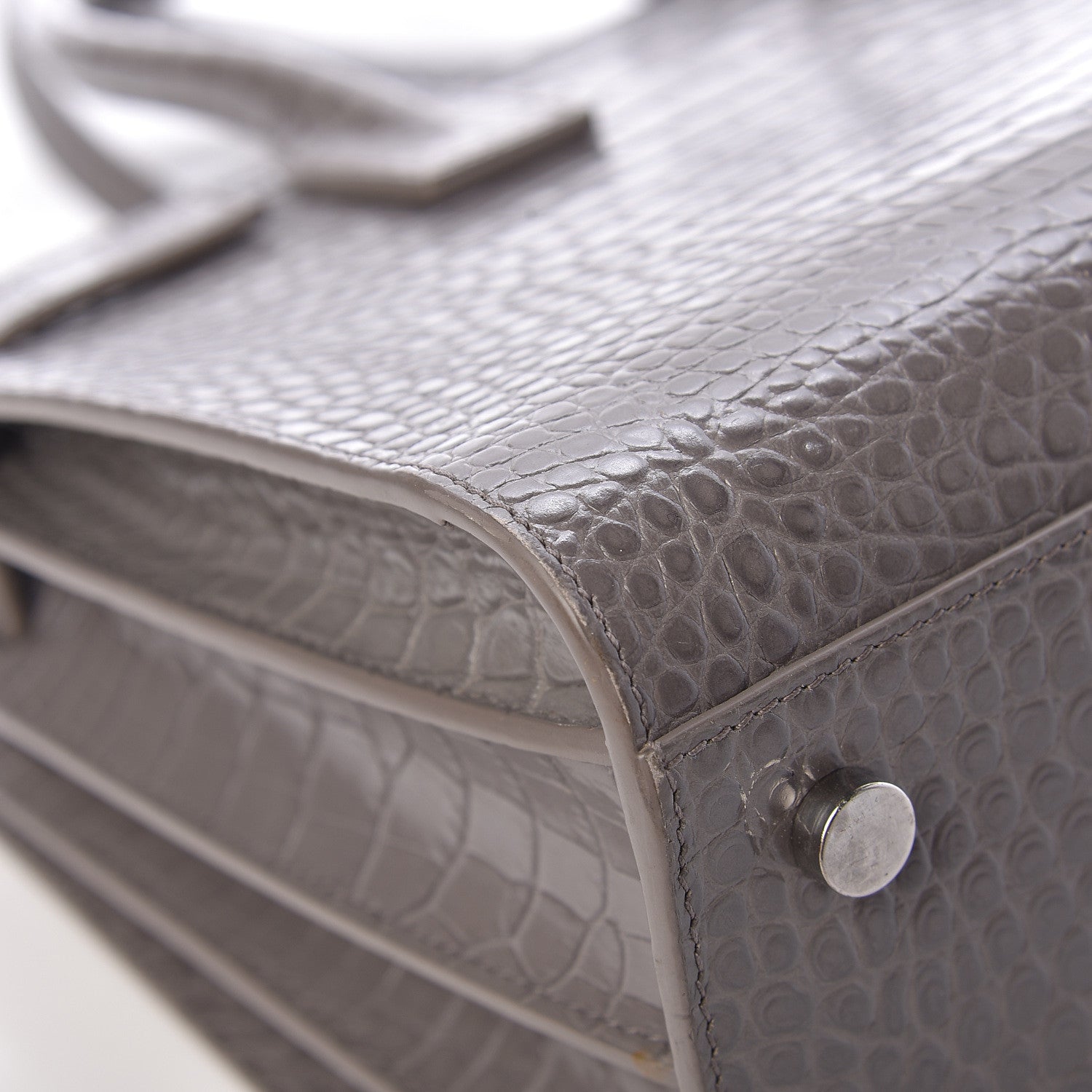 Saint Laurent Calfskin Crocodile Embossed Baby Sac De Jour Fog 9 of 17