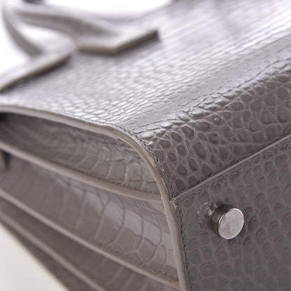 Saint Laurent Calfskin Crocodile Embossed Baby Sac De Jour Fog 9 of 17