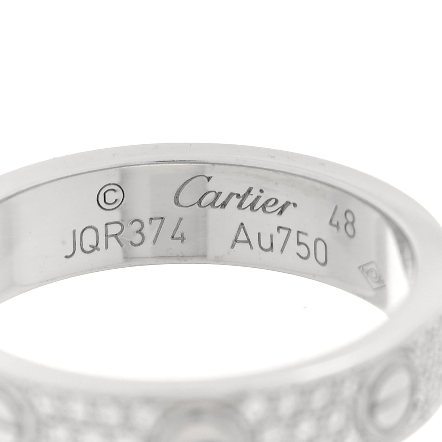 18K White Gold Diamond 4mm LOVE Wedding Paved Band Ring 48 4.5