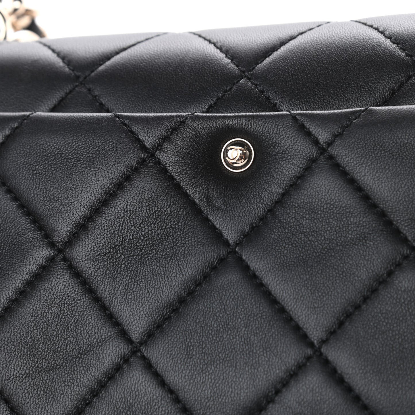 Lambskin Quilted Resin Bi-Color Chain Flap Bag Black