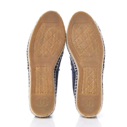 Chanel Denim Toile CC Espadrilles 36 Navy Black 6 of 9