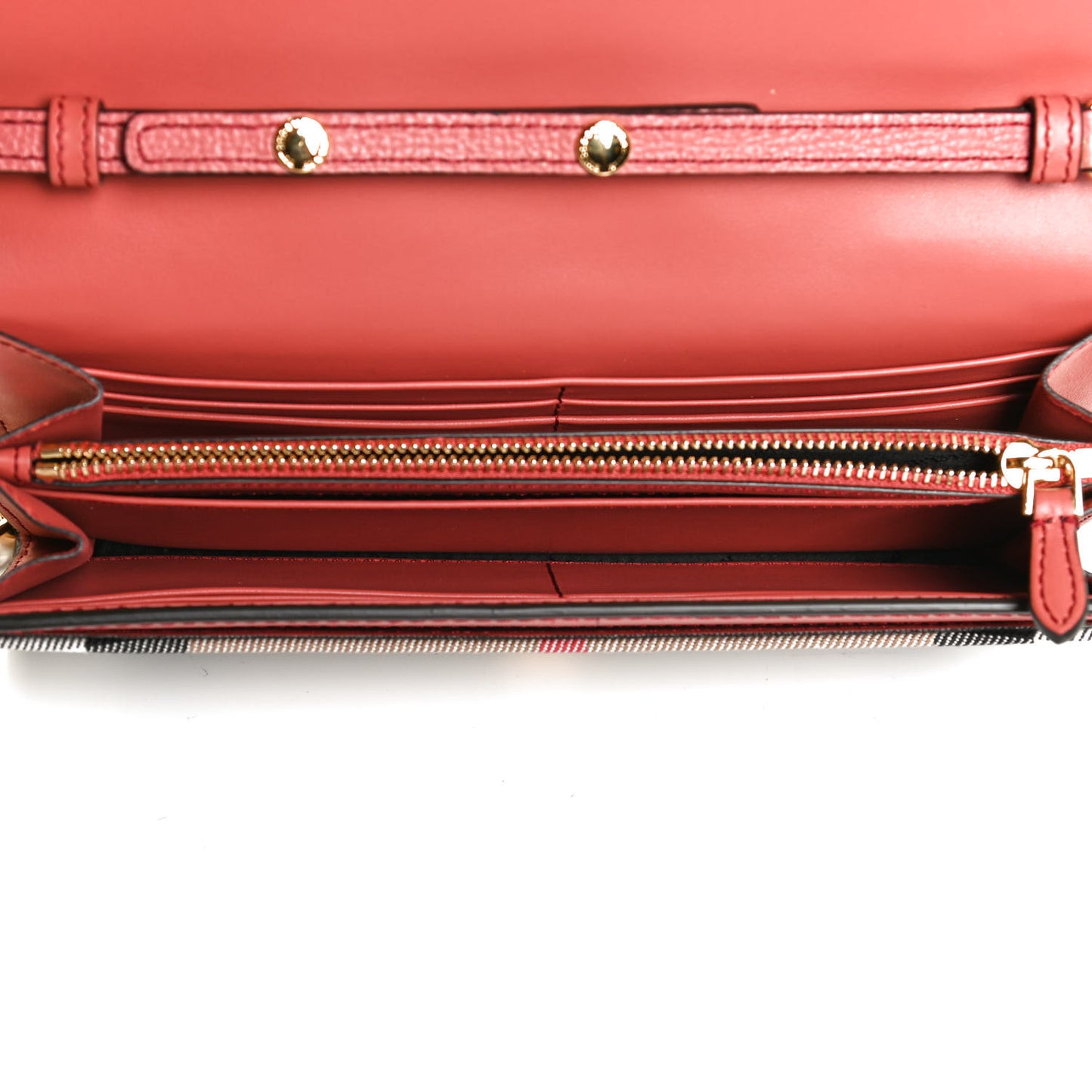 Calfskin House Check Henley Wallet On Chain Red