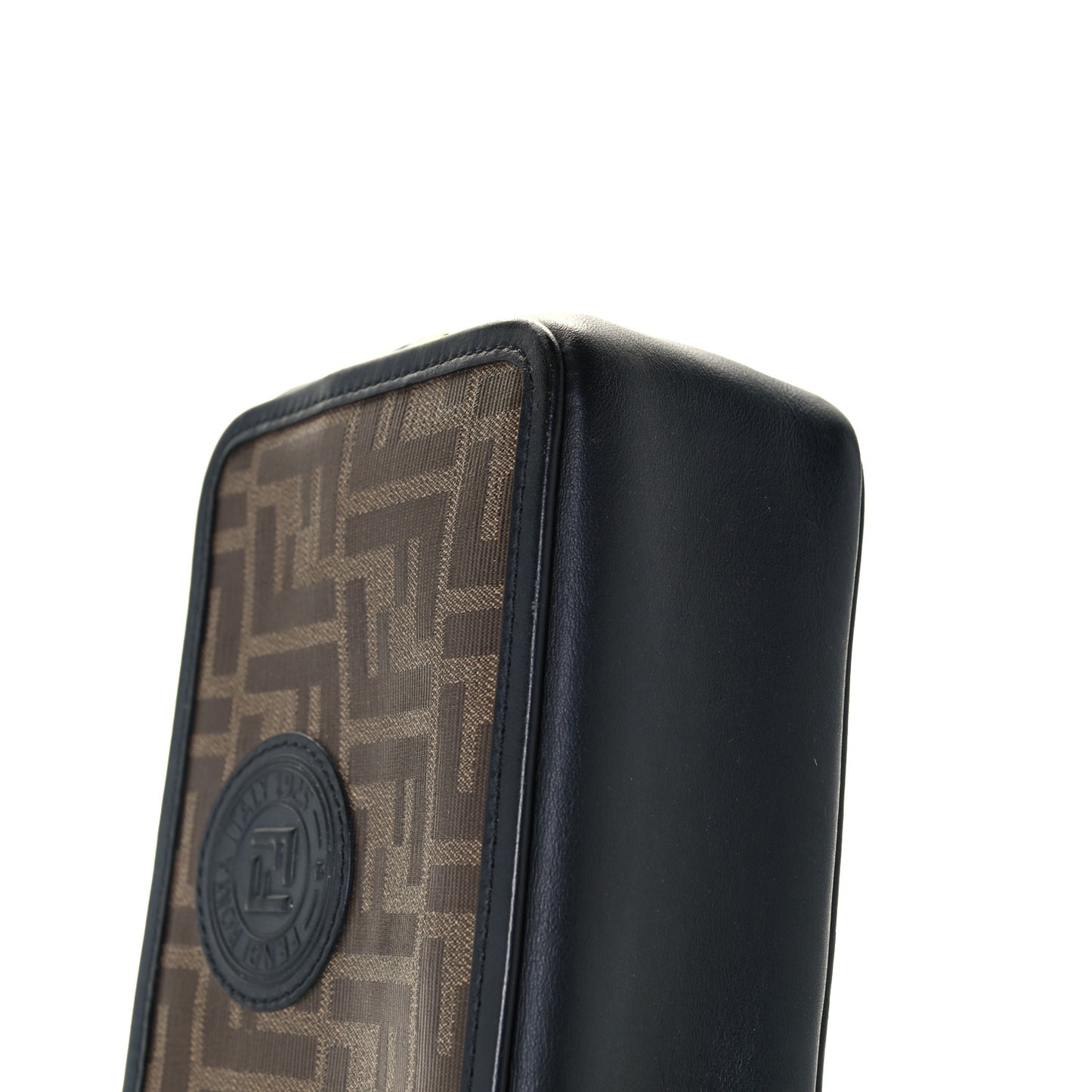 Glazed Fabric Vitello Century FF 1974 Stamp Patch Mini Camera Case Mogano Panna Black