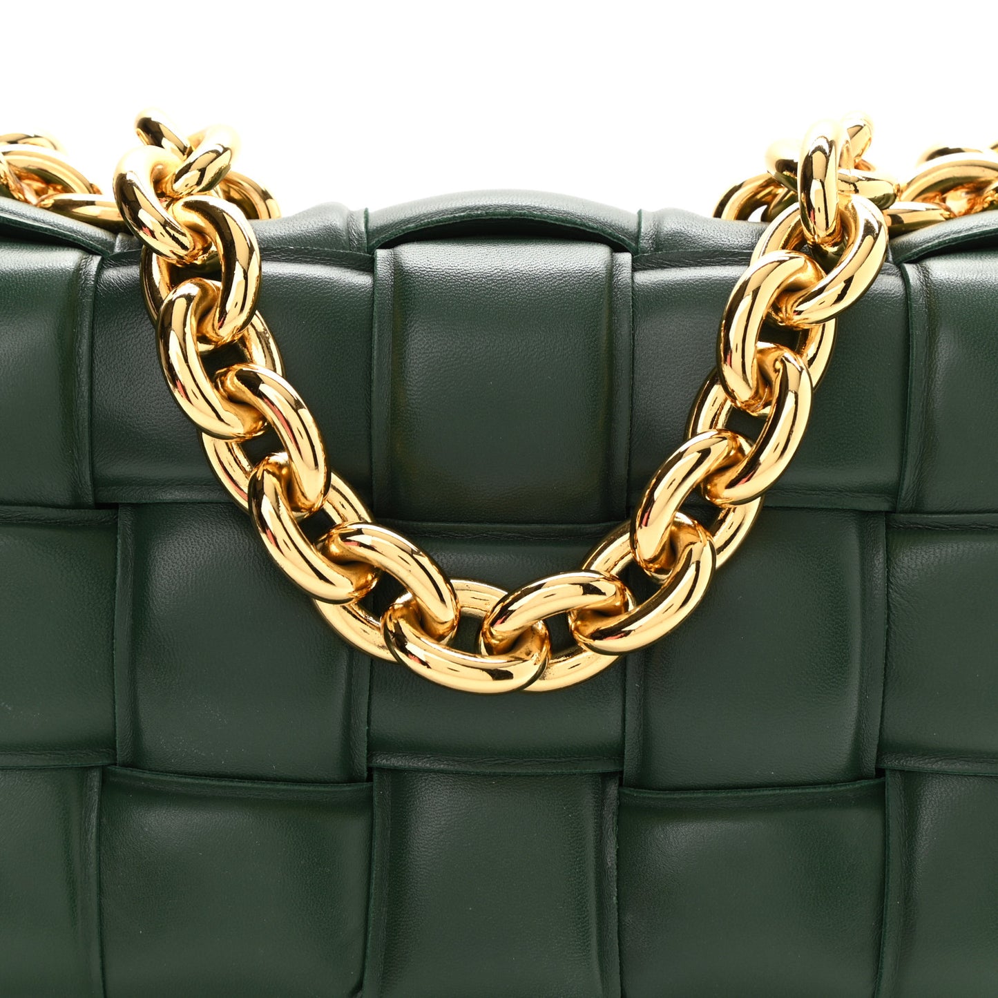 Lambskin Maxi Intreccio Padded Chain Cassette Crossbody Bag Raintree
