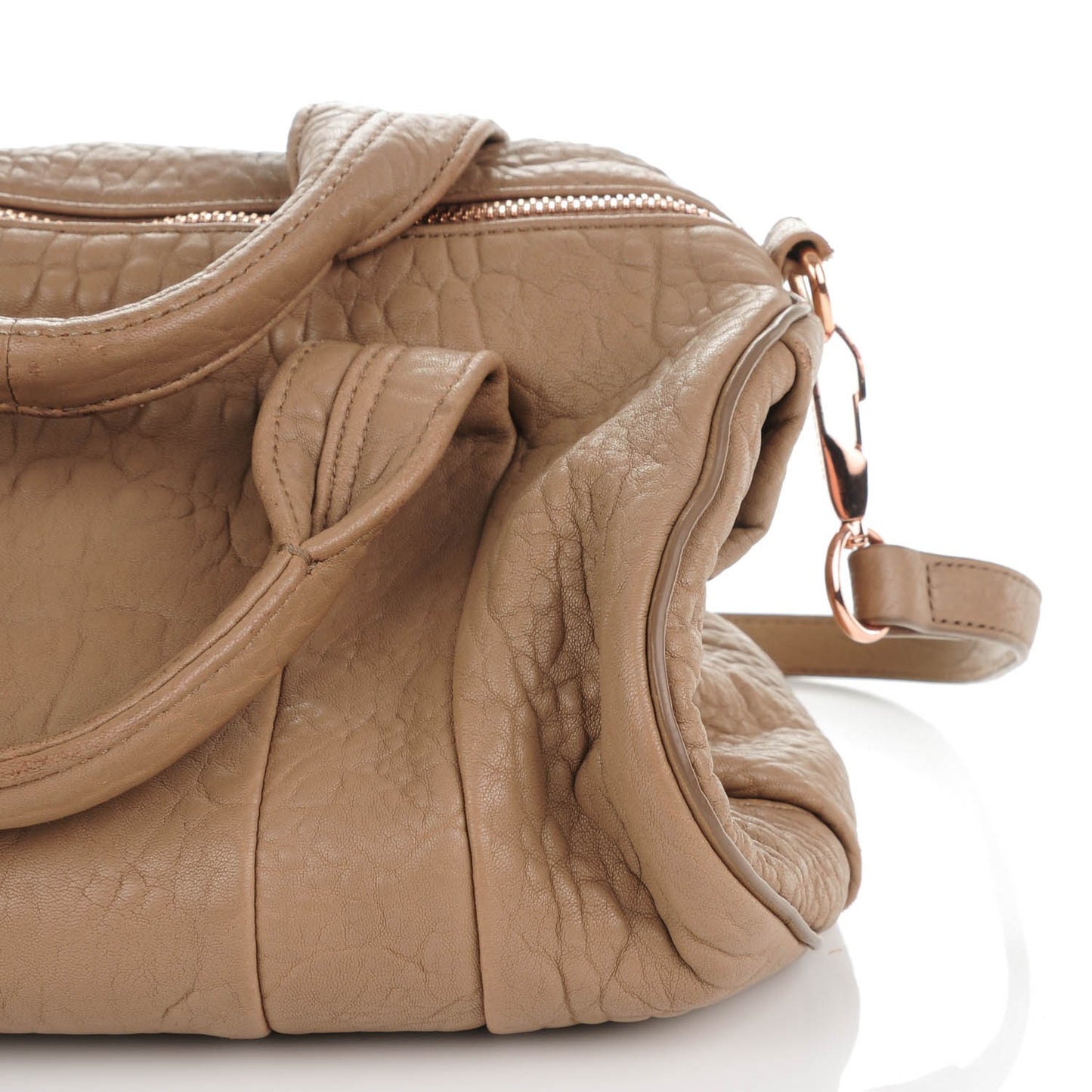 Pebbled Lambskin Rocco Latte Rose Gold Hardware