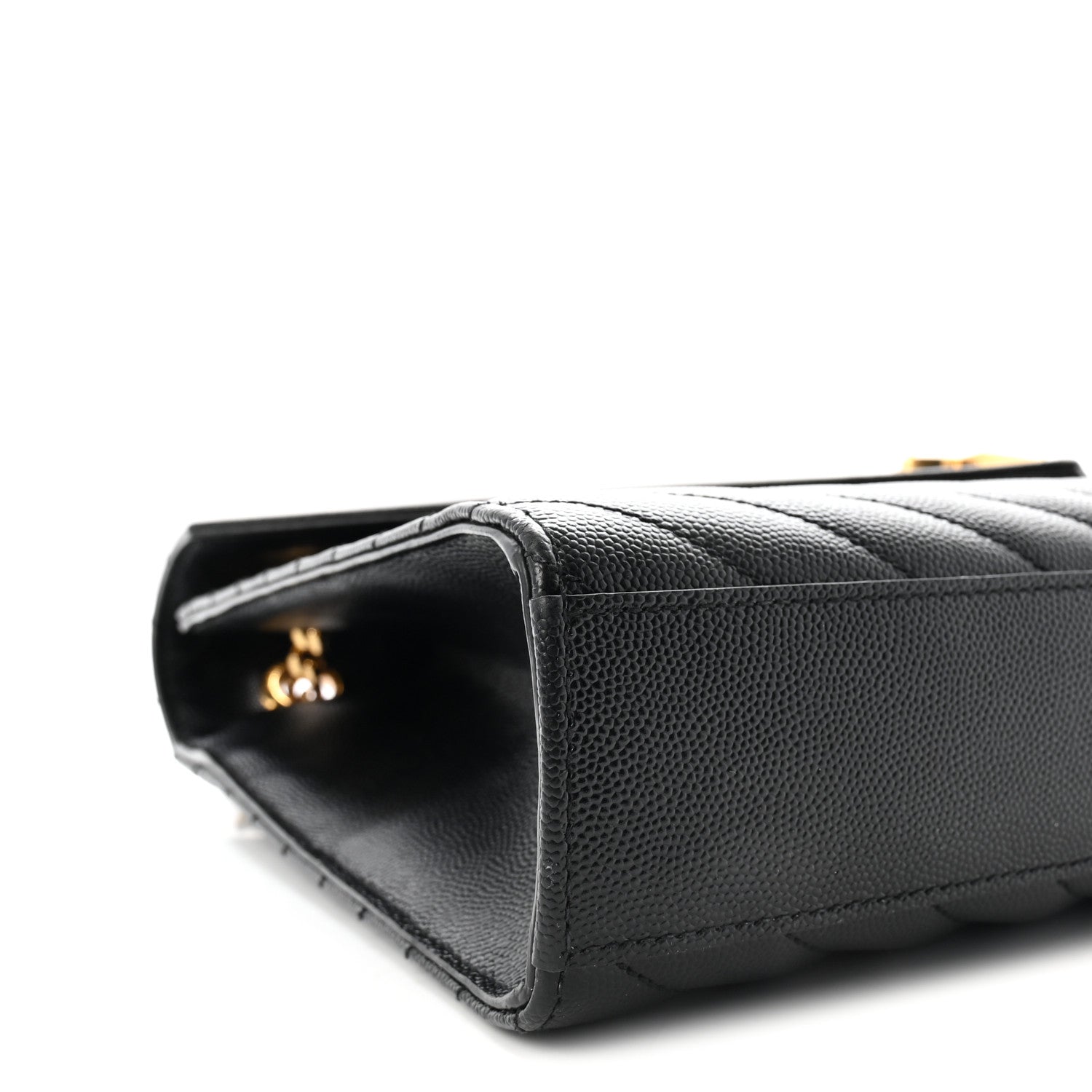 Saint Laurent Grain De Poudre Matelasse Chevron Large Monogram Satchel Black 8 of 9