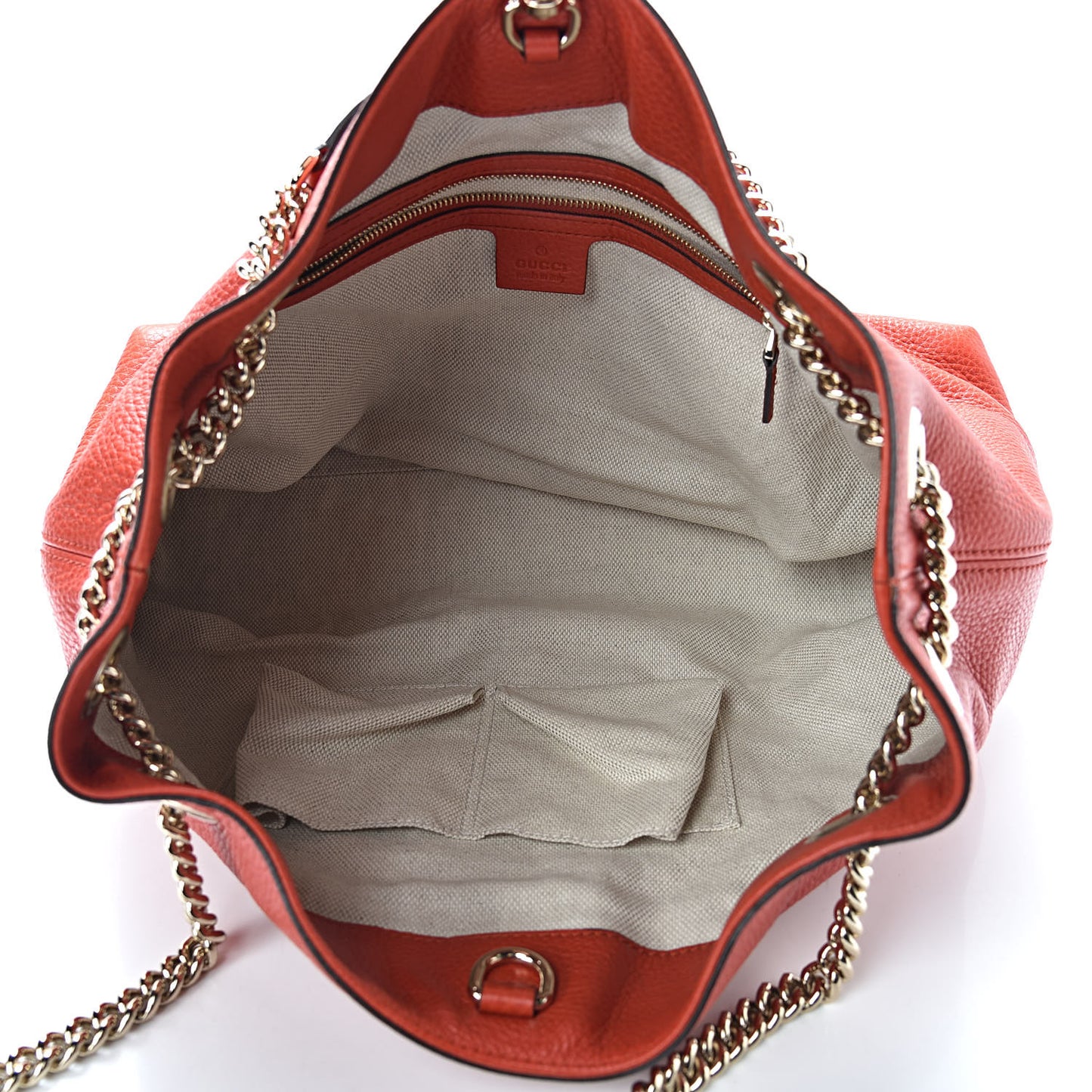 Pebbled Calfskin Medium Soho Chain Shoulder Bag Sun Orange
