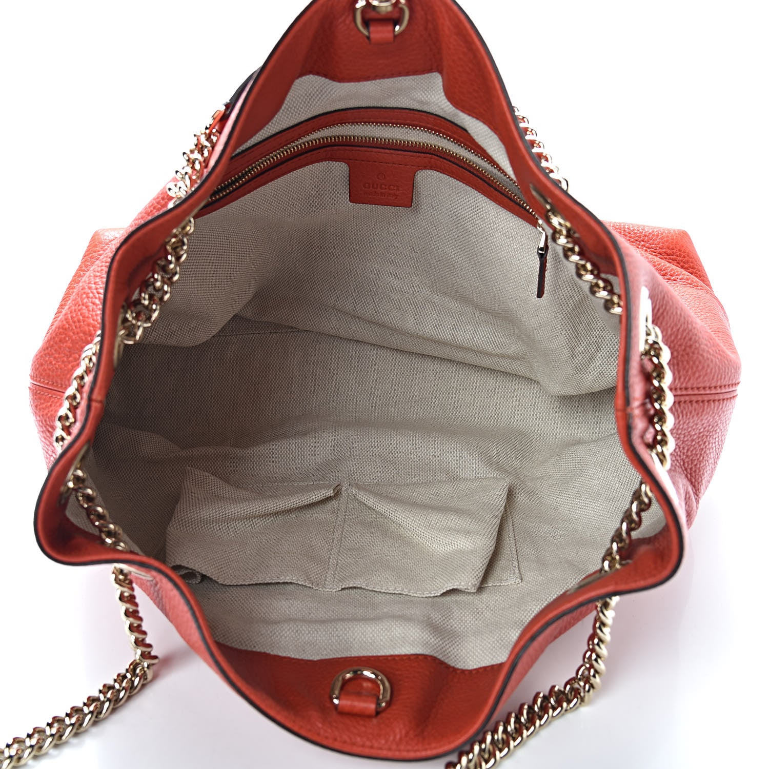 Gucci Pebbled Calfskin Medium Soho Chain Shoulder Bag Sun Orange 5 of 10