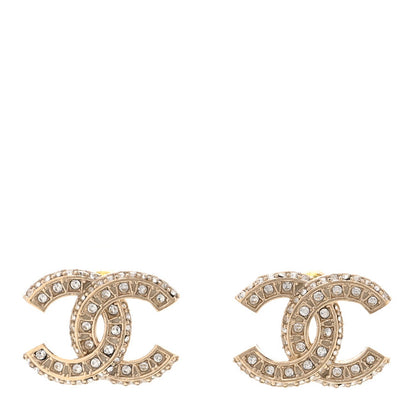 Chanel Crystal Timeless CC Earrings Light Gold 1 of 4