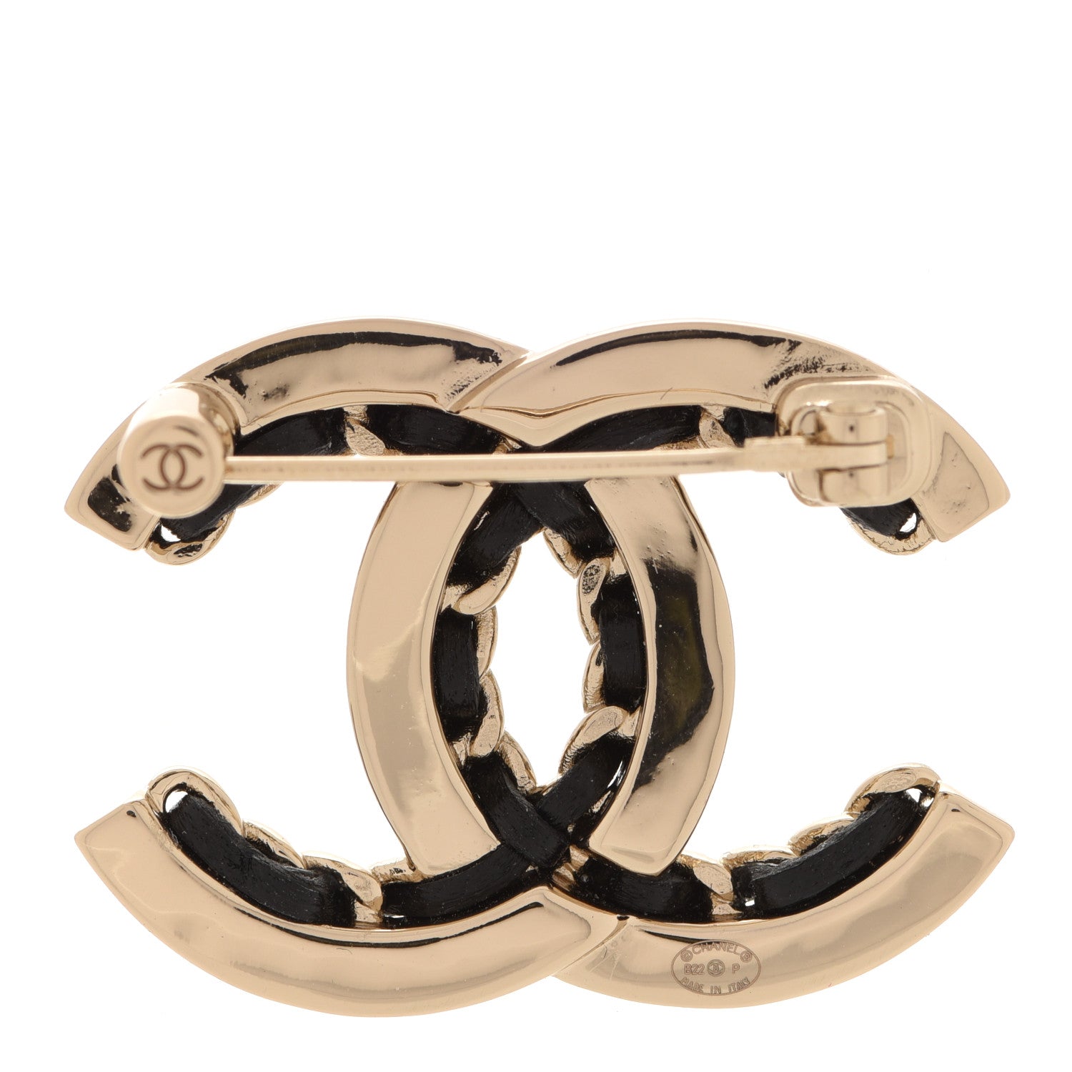 Chanel Lambskin Chain CC Chain Brooch Black Gold 3 of 5