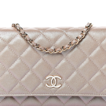 Chanel Iridescent Caviar Quilted Wallet On Chain WOC Beige 11 of 12