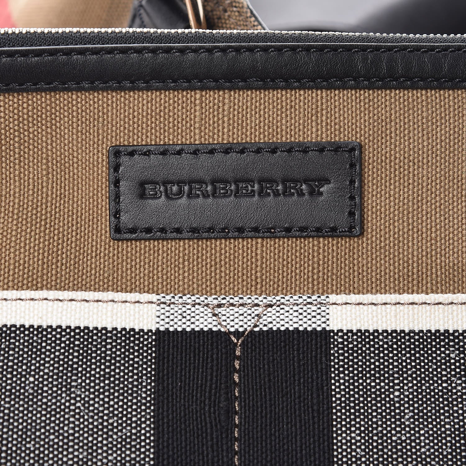 Burberry Canvas Mega Check Medium Ashby Hobo Black 7 of 12