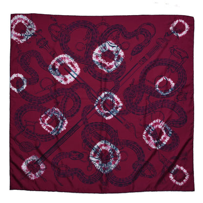 Hermes Silk Caducee Rock Tie and Dye Scarf 100 Magenta Cobalt 1 of 8