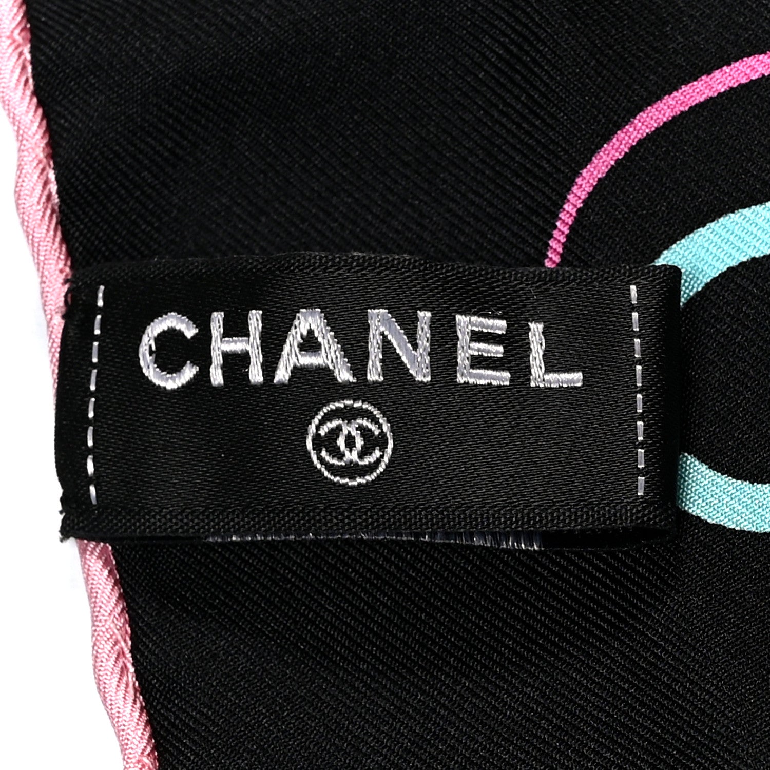 Chanel Silk CC Logo Square Scarf Black Multicolor 3 of 3