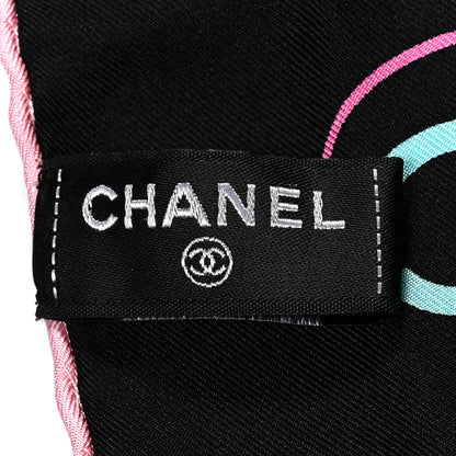 Chanel Silk CC Logo Square Scarf Black Multicolor 3 of 3