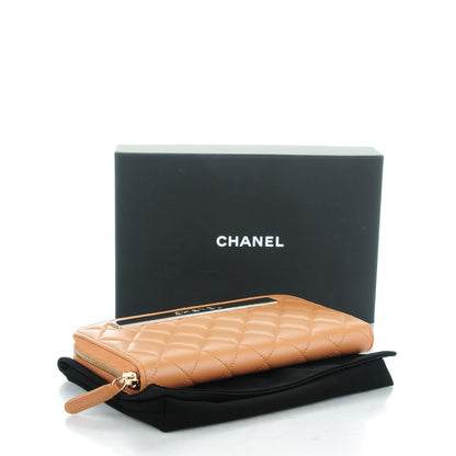 Chanel Lambskin Quilted Large Gusset Trendy CC Zip Around Wallet Camel 4 of 8
