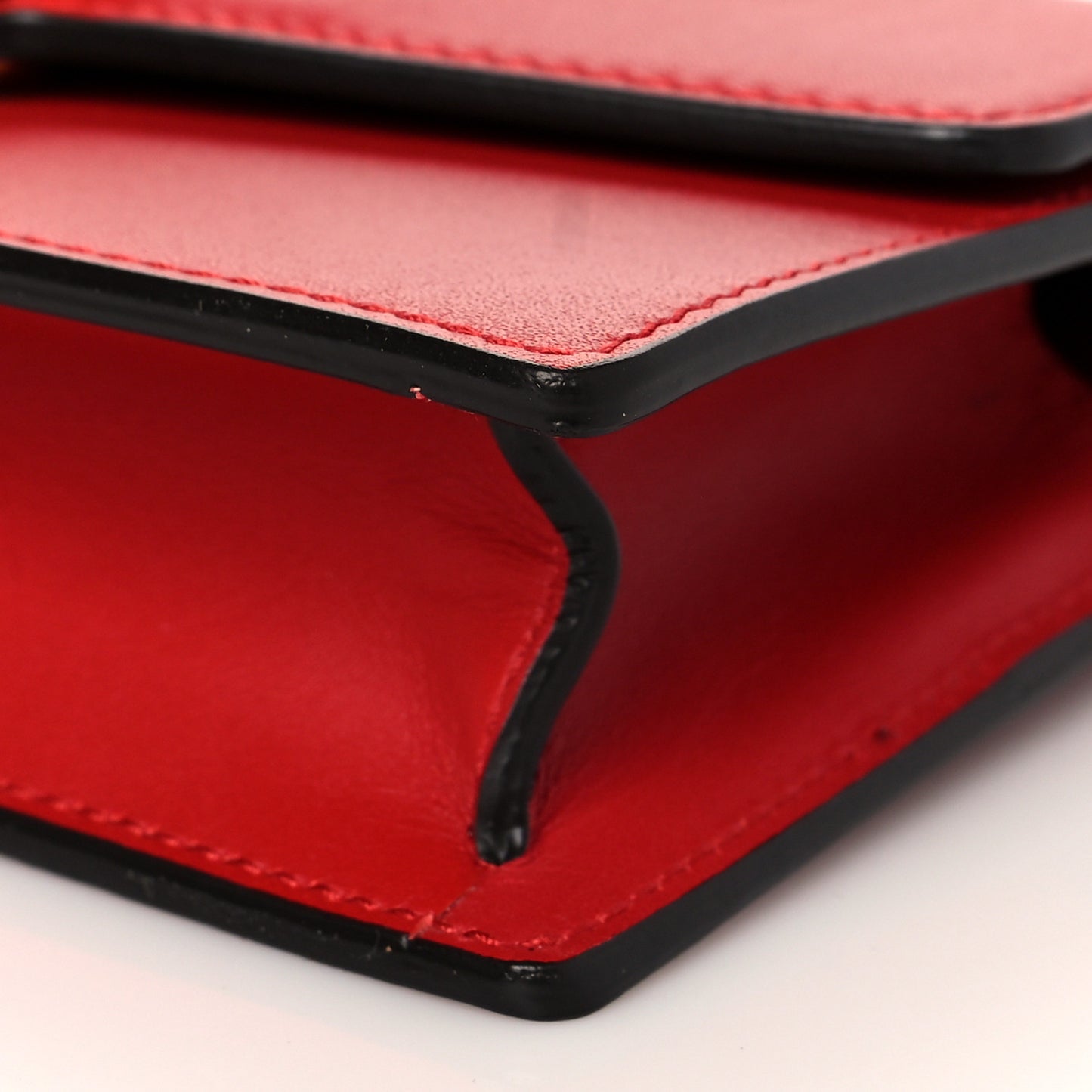 Calfskin Super Mini Sylvie Chain Shoulder Bag Hibiscus Red