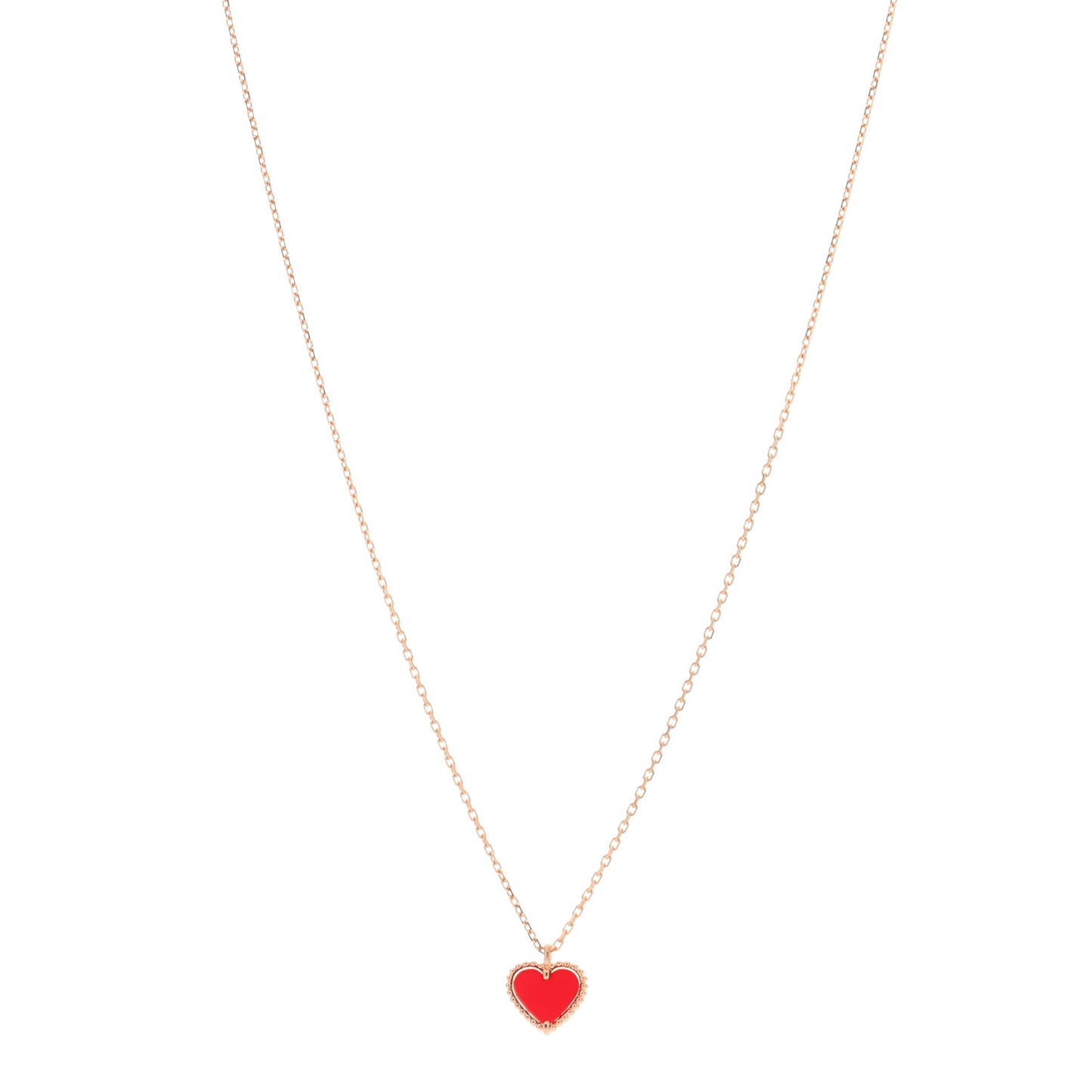 18K Rose Gold Carnelian Sweet Alhambra Heart Pendant Necklace