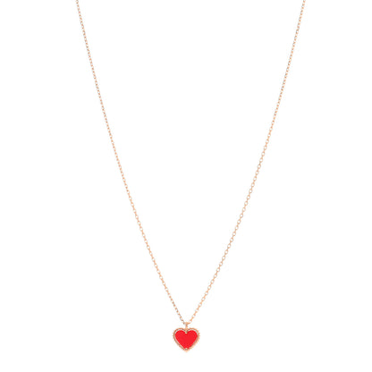 Van Cleef & Arpels 18K Rose Gold Carnelian Sweet Alhambra Heart Pendant Necklace 1 of 4
