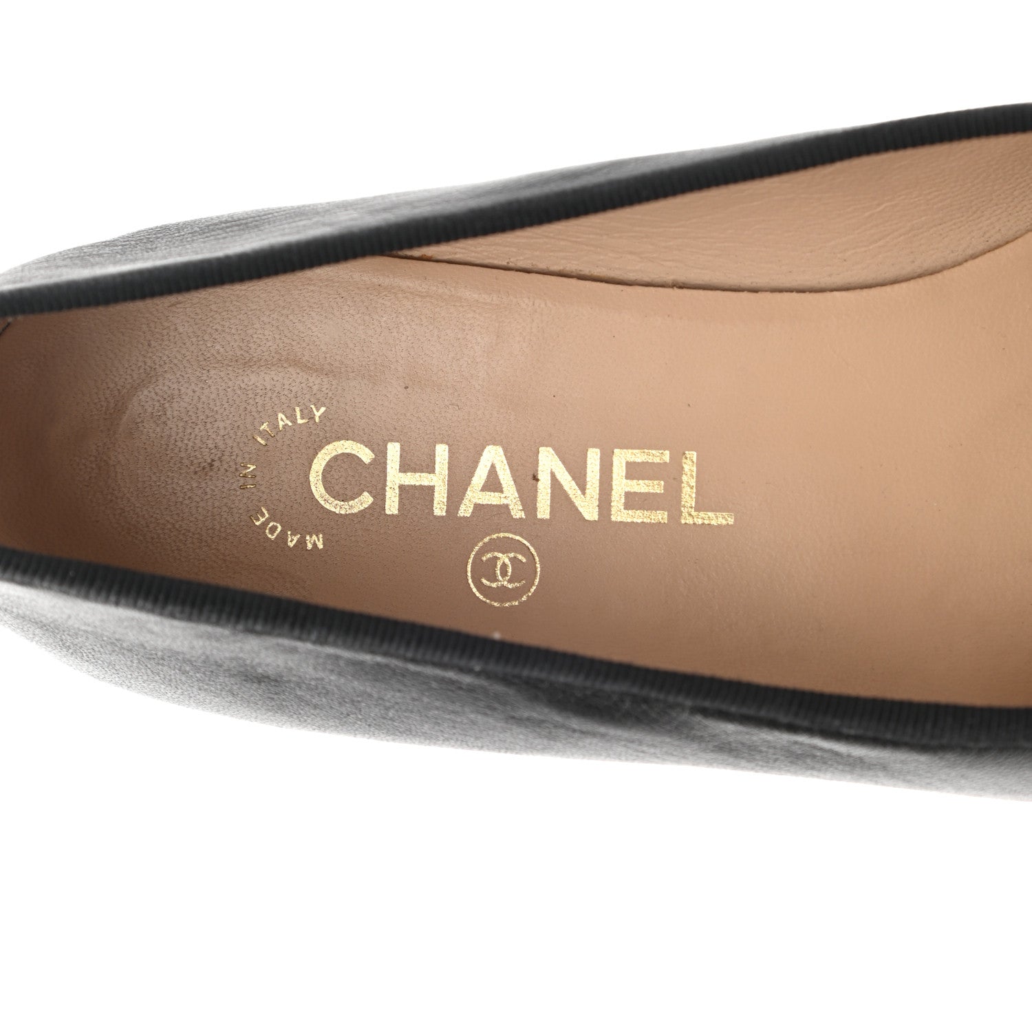 Chanel Lambskin Patent Cap Toe Ballerina Flats 38 Black 7 of 13