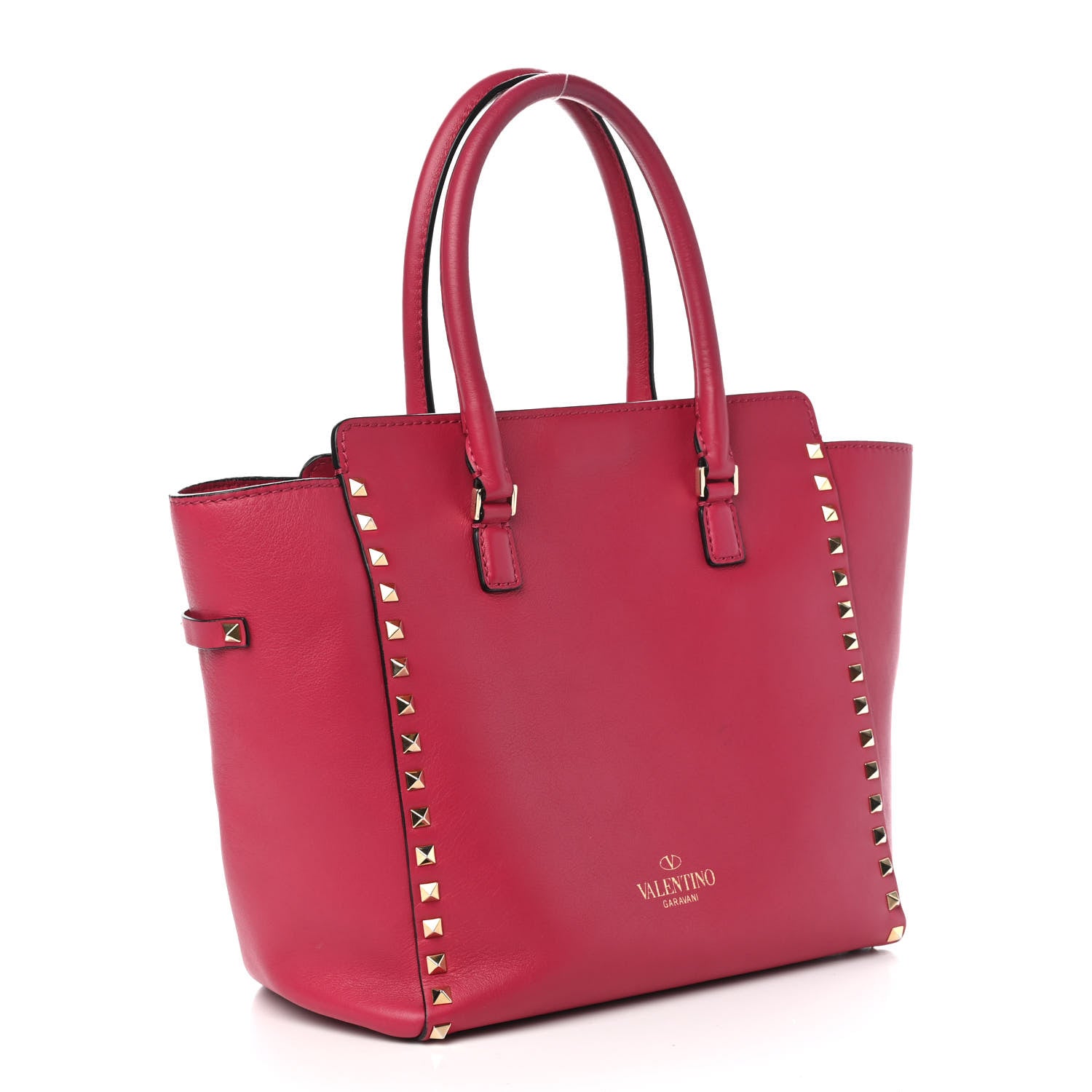 Valentino Garavani Vitello Rockstud Double Handle Tote Dark Pink 2 of 9