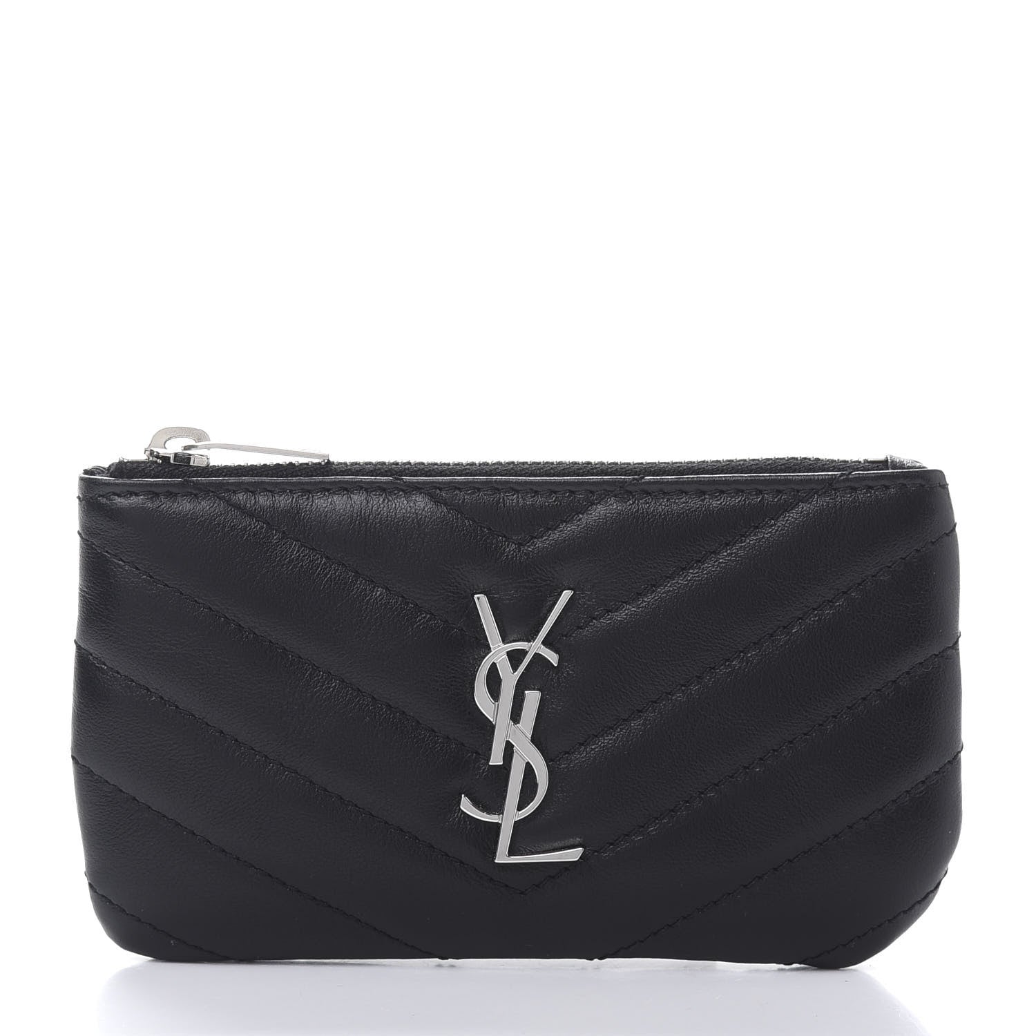 Saint Laurent Calfskin Matelasse Monogram Key Pouch Black 3 of 11