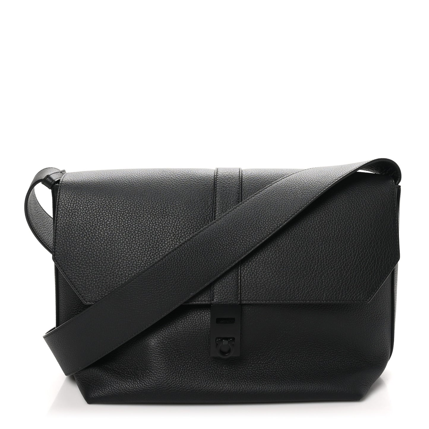 Calfskin Gancini Twins 24 Messenger Bag Black