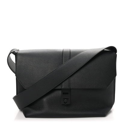 Salvatore Ferragamo Calfskin Gancini Twins 24 Messenger Bag Black 1 of 10