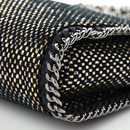 Stella McCartney Metallic Woven Raffia Tiny Fold Over Falabella Black Gold 7 of 7