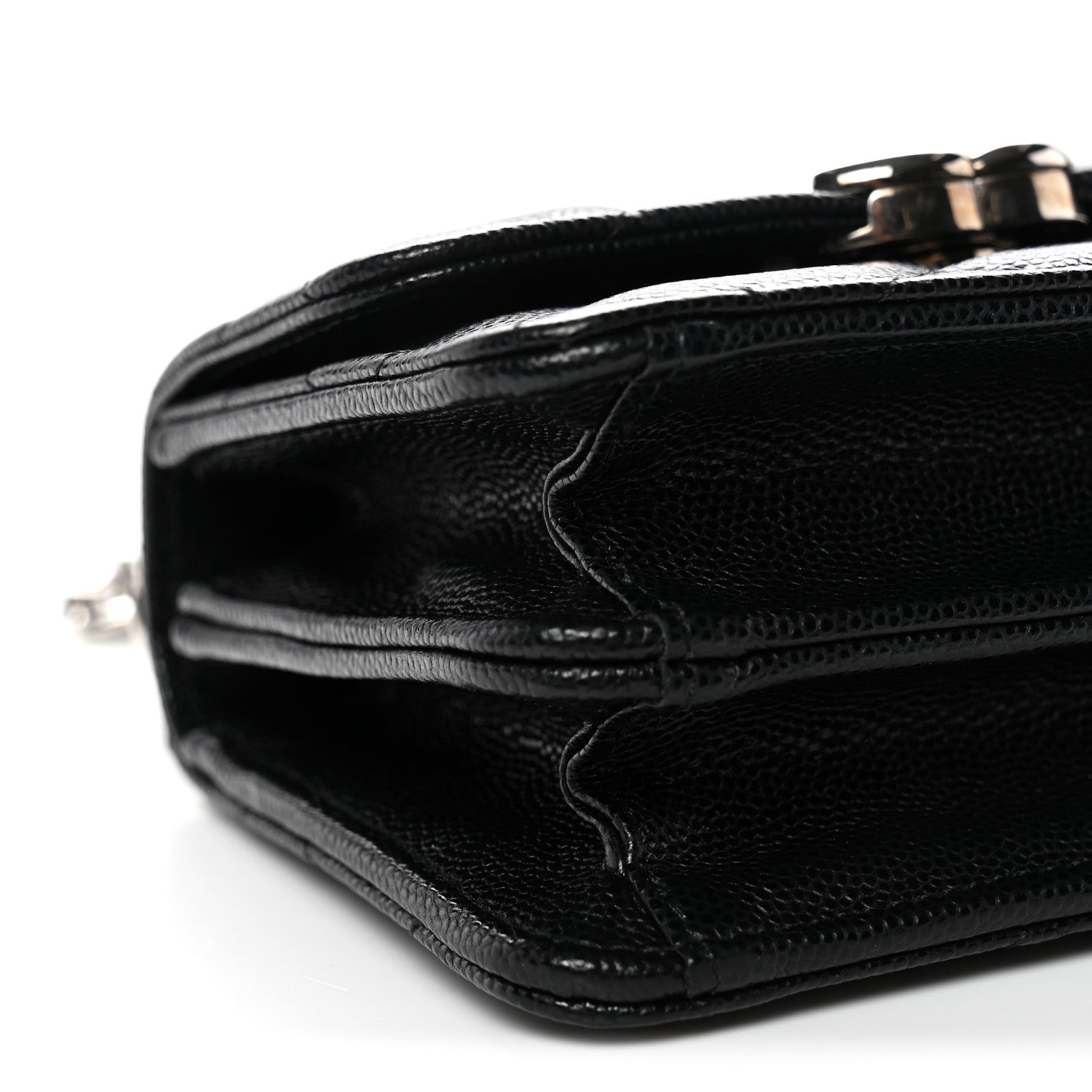 Chanel Caviar Quilted Enamel Top Handle Flap Clutch With Chain Black 10 of 11